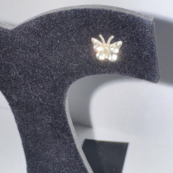 8.52mm Clear Butterfly Cz And Sterling Post Earrings - Picture 4 of 15